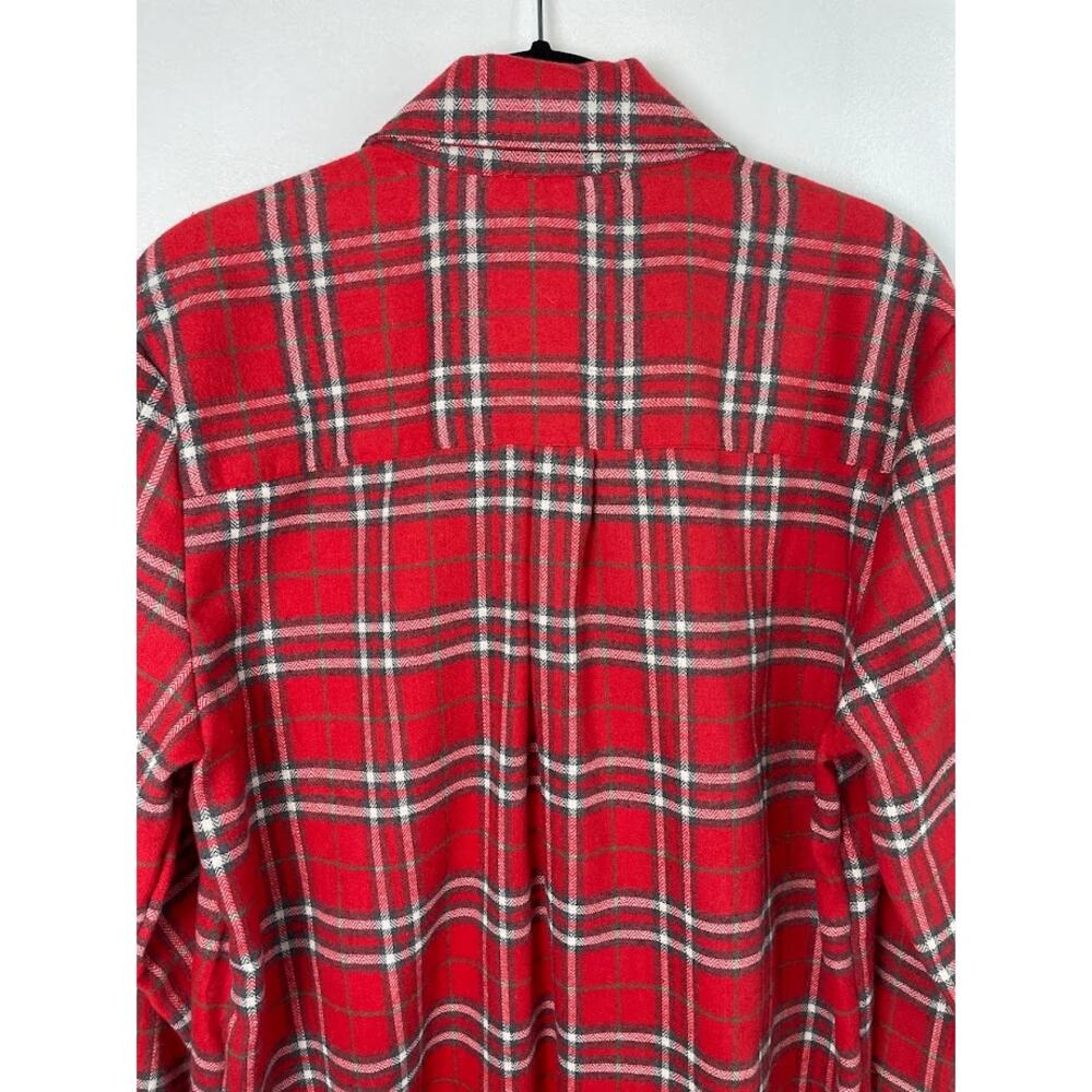 Red Flannel Shirt Womens Size Small Plaid Button Up Shirt Long Sleeve Knit‎ Top - Picture 8 of 16
